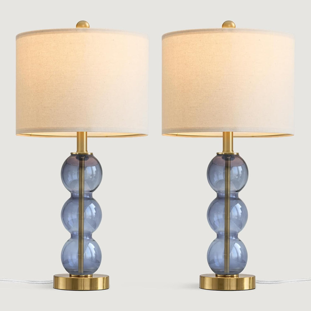 Oneach 25" Blue Table Lamps for Living Room, Glass Modern Table Lamp Set...