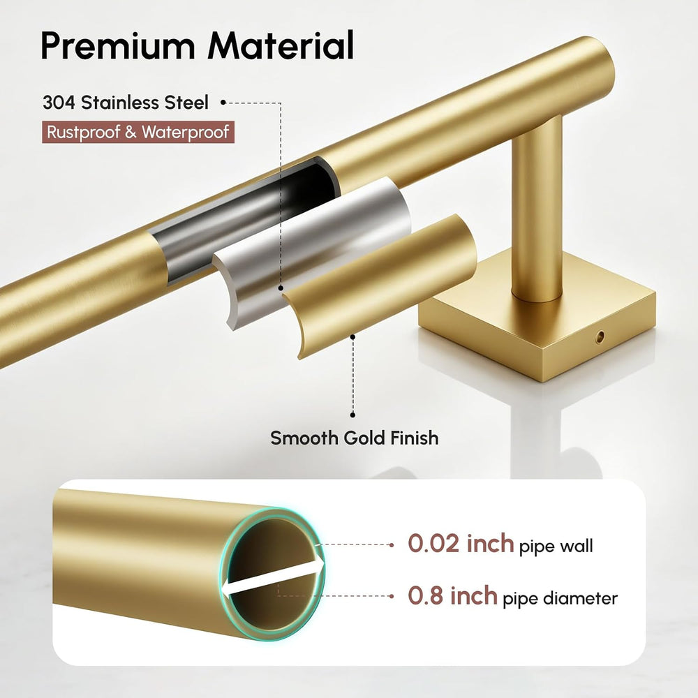 USHOWER Brushed Gold Bath Towel Bar, 30 Inch Towel Racks for Bathroom