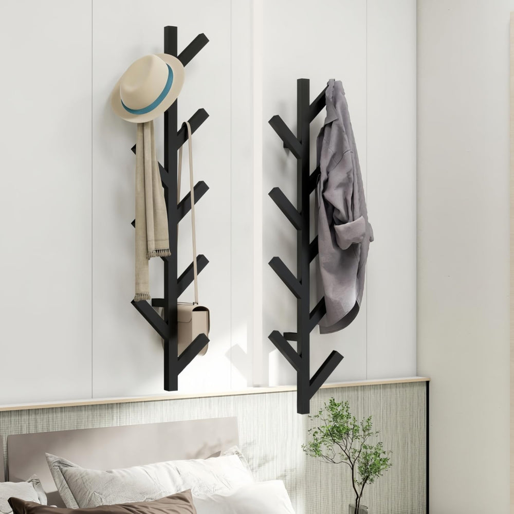 Prywot 2PK Vertical Hat Rack, Metal Coat Rack Wall Mounted, Black, 37.8"