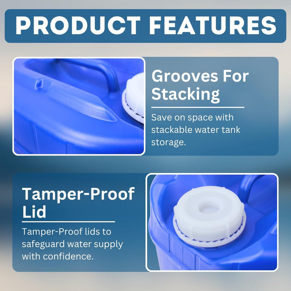 5-Gallon Stackable Water Storage Containers, Water Treatment, 5 Lids + 1 Spig...