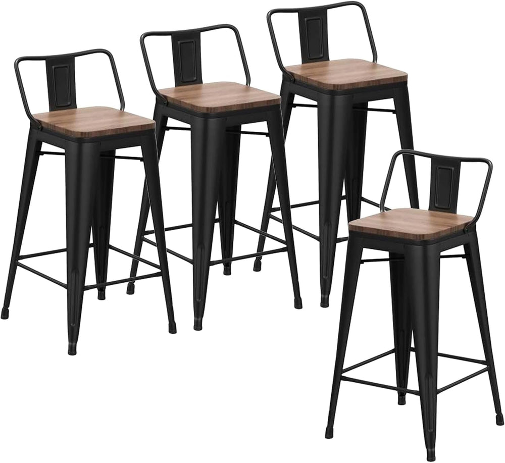 Changjie Furniture 26 Inch Bar Stools Set of 4 Industrial Metal Barstools Cou...