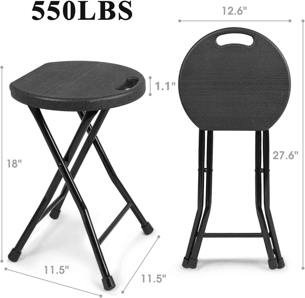 COOZMENT Folding Stool with Handle, 550 lbs Heavy Duty Portable Camping Stool, Foldable Stool with Non-Slip Feet for Outdoor BBQ Hiking Fishing, Collapsible Chair for Adults Indoor (18" H x 11.5" W)