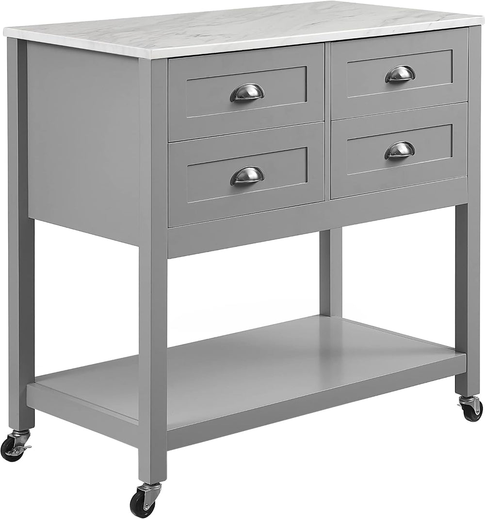 Crosley Furniture Connell Rolling Kitchen Island, Storage Drawers