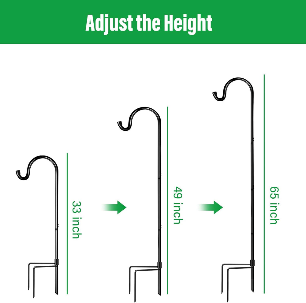 GOFORWILD 4 Pack 65 Inch Adjustable Shepherd Hook for Garden Decor