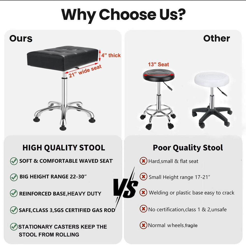 Kaleurrier Heavy Duty Stool Backless: Adjustable Stool no Wheels for Studio
