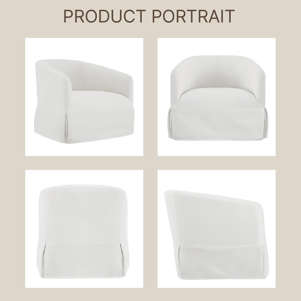 KISLOT Modern Swivel Accent Chair, Barrel Chair, 2-Pack Off White