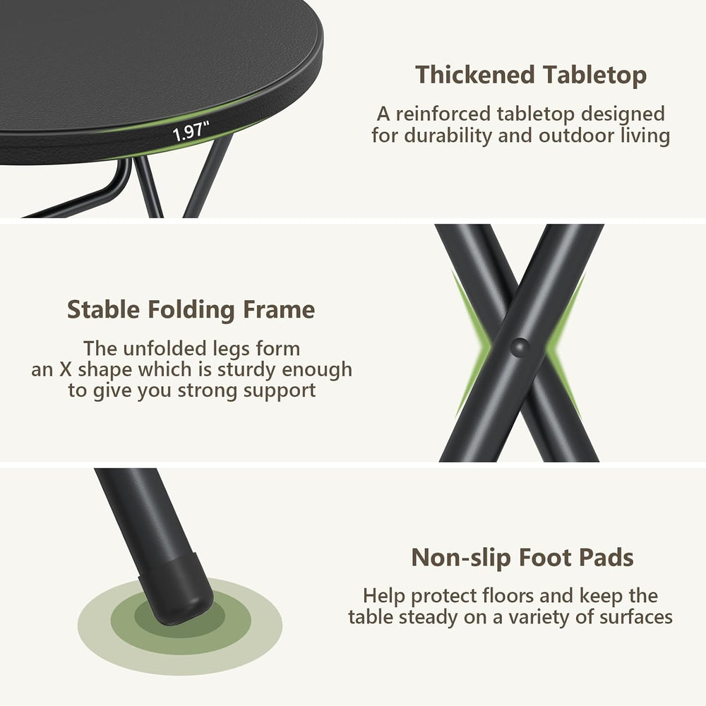 Folding Table, 32 Inch Foldable Cocktail Bar, High Top Round Folding Tables N...