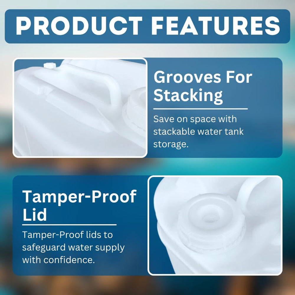 5-Gallon Stackable Water Storage Containers, 5Lids + 1 Spigot, Easy Fill, Sur...