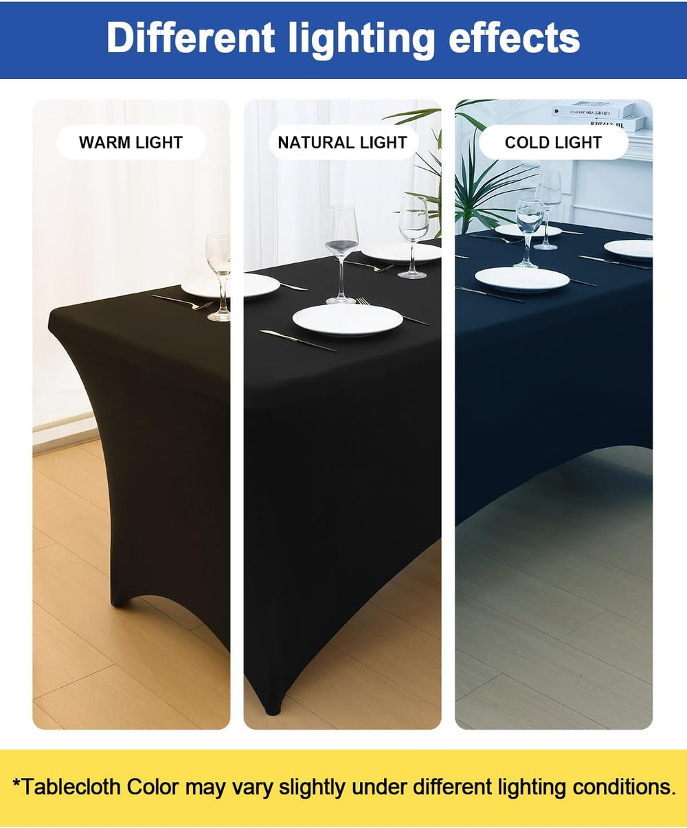 Smiry 5 Pack Spandex Table Cloth 6FT, Elastic Fitted Black Tablecloth