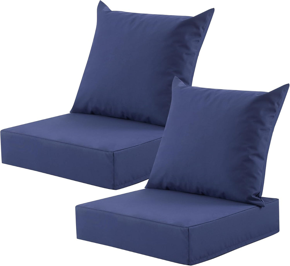 Outdoor Deep Seat Cushion Set, 24x24 Inch, Navy Blue, Set of 2