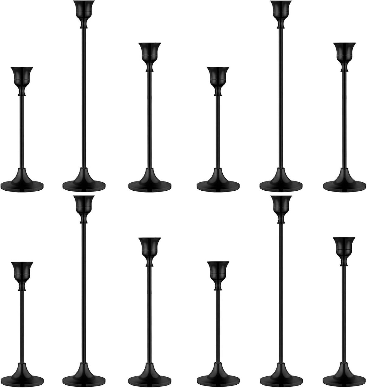 12PC Black Candlestick Holders Halloween Taper Candle Holders Fall Decor