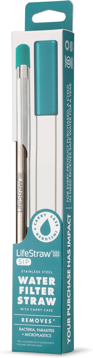 LifeStraw Sip – Reusable Stainless Steel Water Filter Drinking Straw