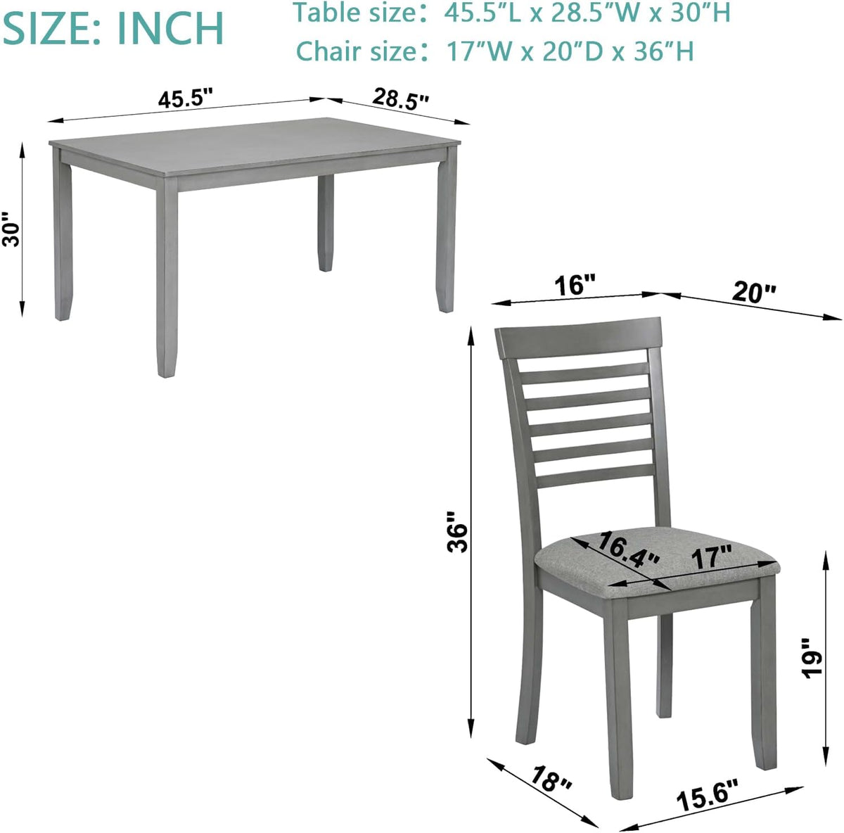 ruisisi 5 piece dining table set for 4, close-up detail