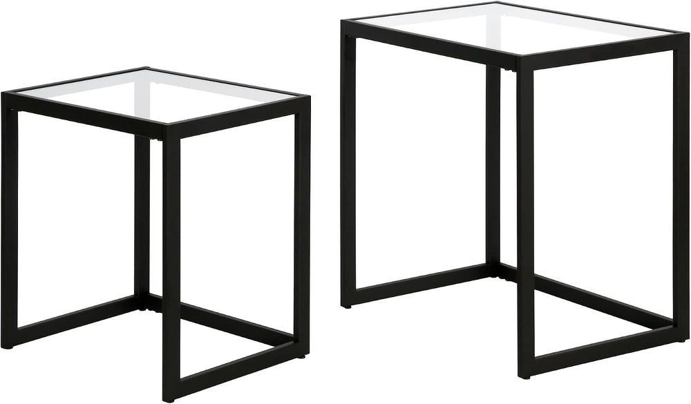 Henn&Hart 22" Side Table, Nightstand, End Table, Black
