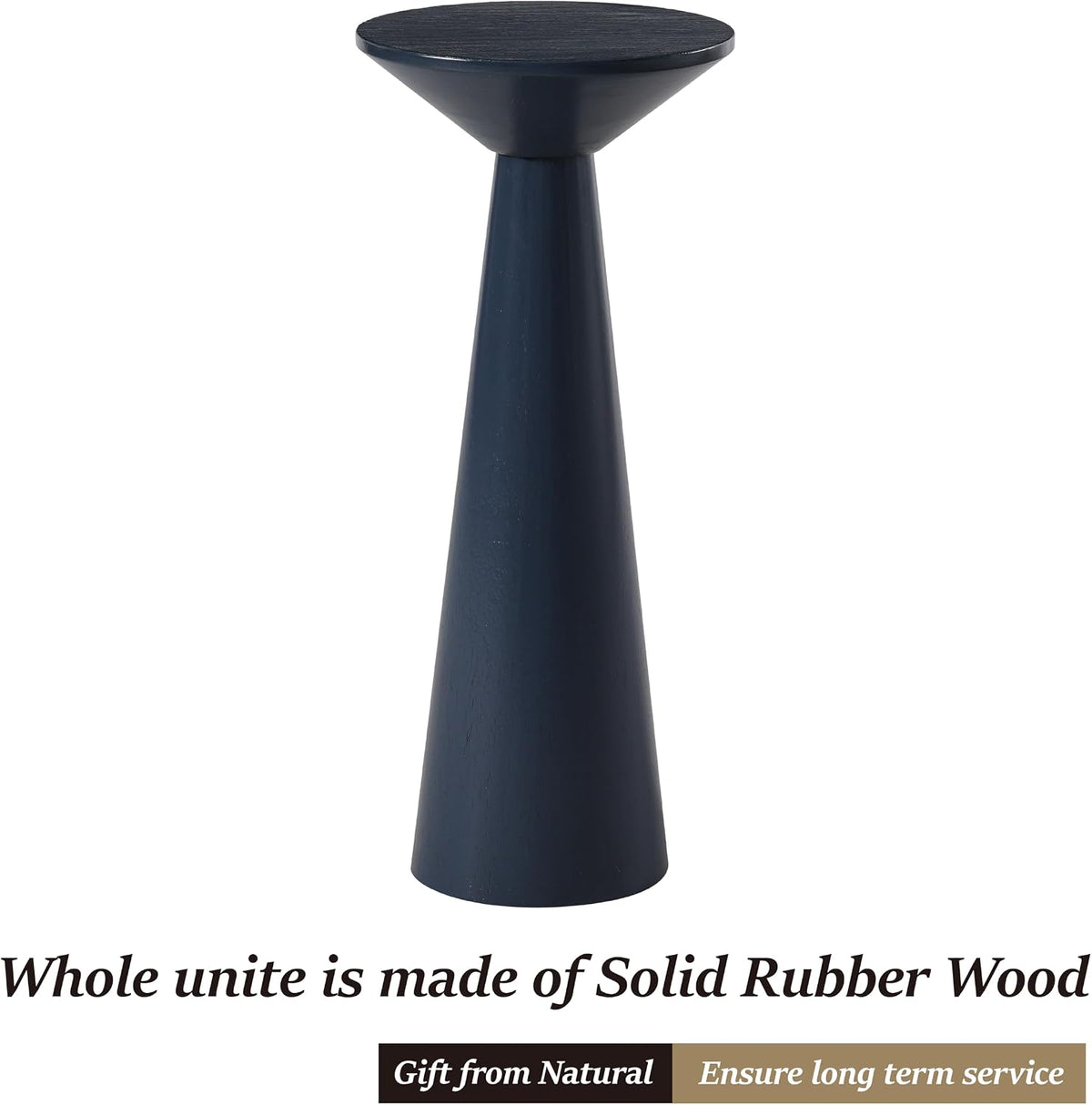 COZAYH Farmhouse Tall Pedestal End Table, Solid Wood, Dark Blue