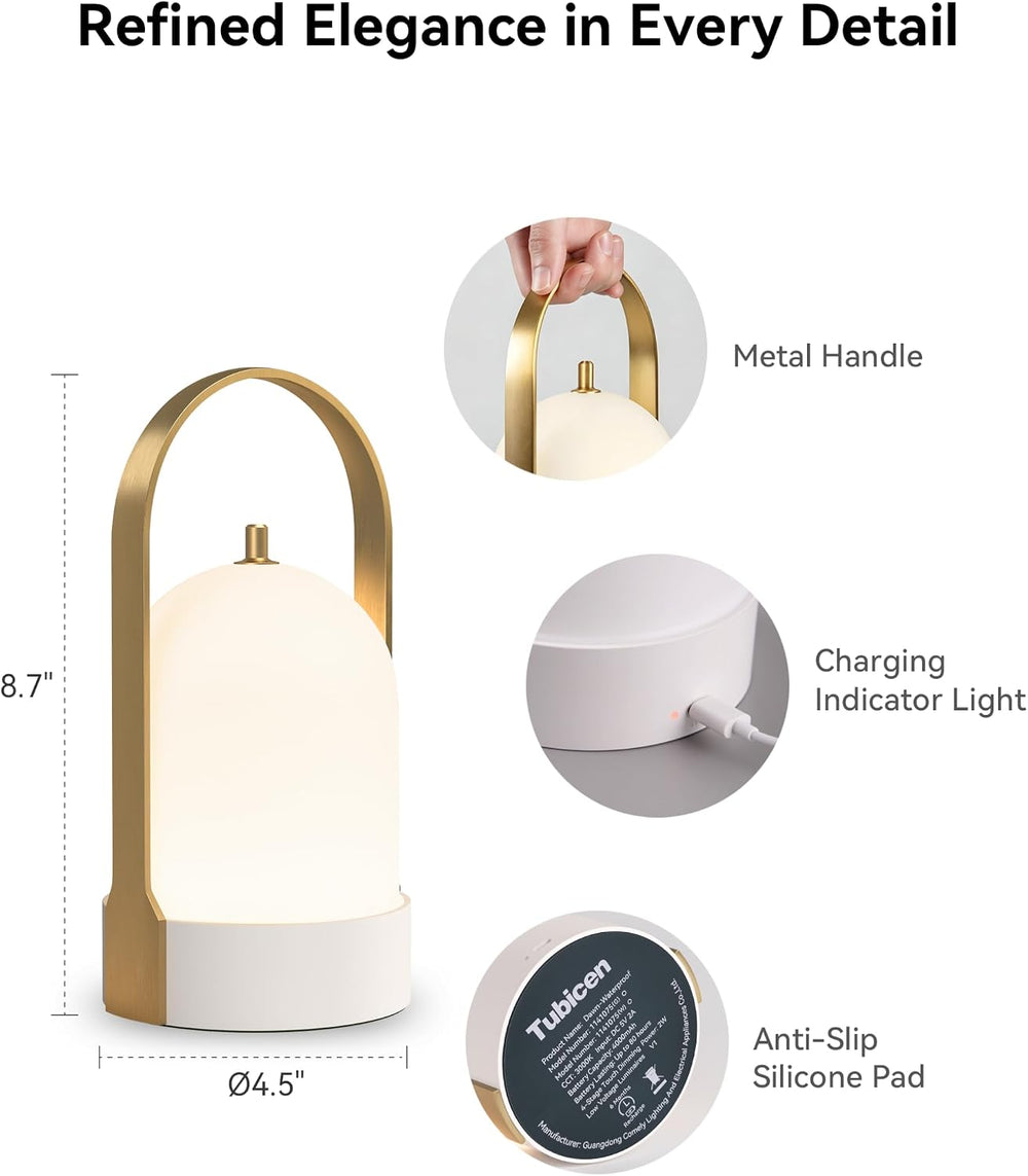 Tubicen Rechargeable Table Lamp Outdoor Portable Lantern IP44 Waterproof