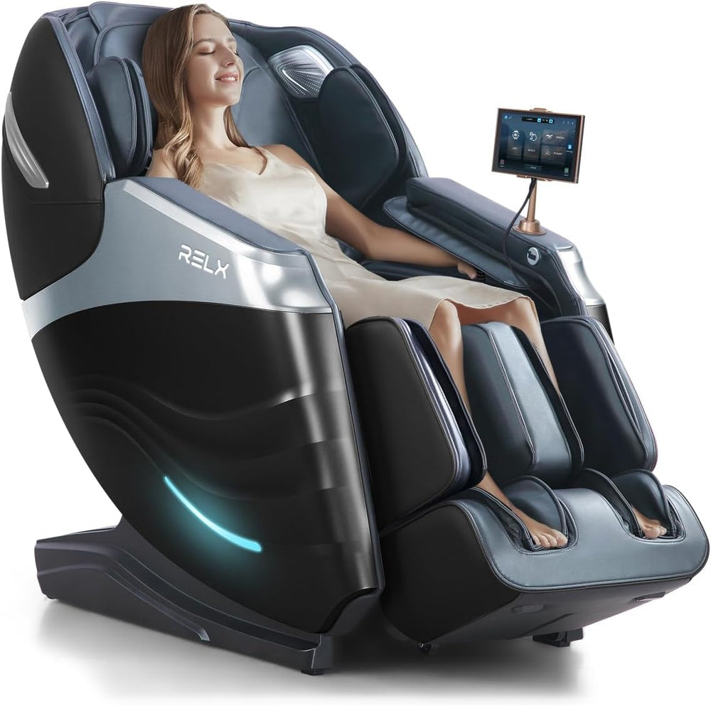 RELX 4D Massage Chair Full Body Zero Gravity Recliner, 55" SL-Track, Black
