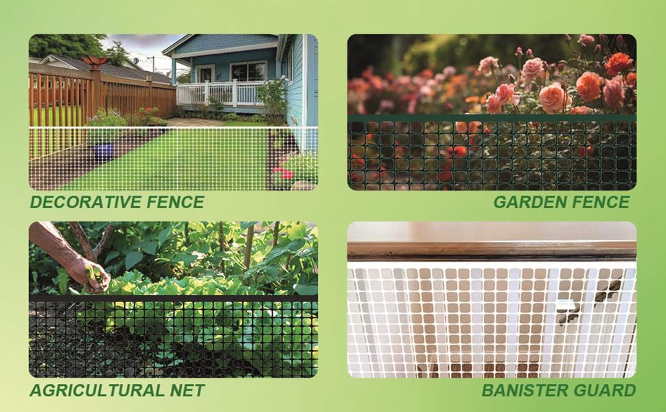 PotatoLife Green Plastic Garden Fence, Hardware Mesh, 4' x 50'