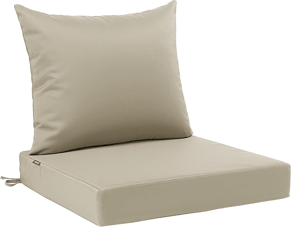 Favoyard Outdoor Patio Seat Cushions Set, 19 x 19 Inch, Waterproof, Beige