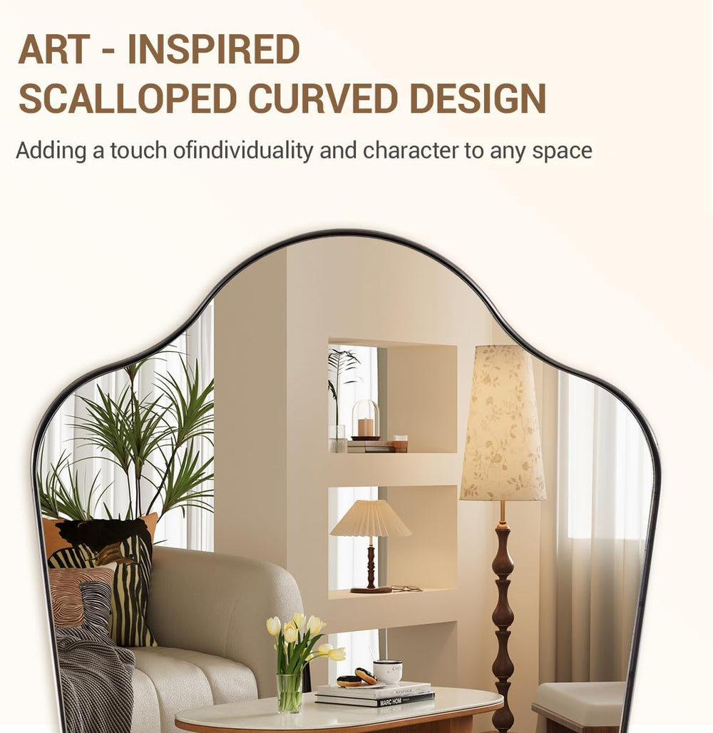 ANDY STAR 24"x36" Brushed Nickel Scalloped Mirror with Irregular Shape