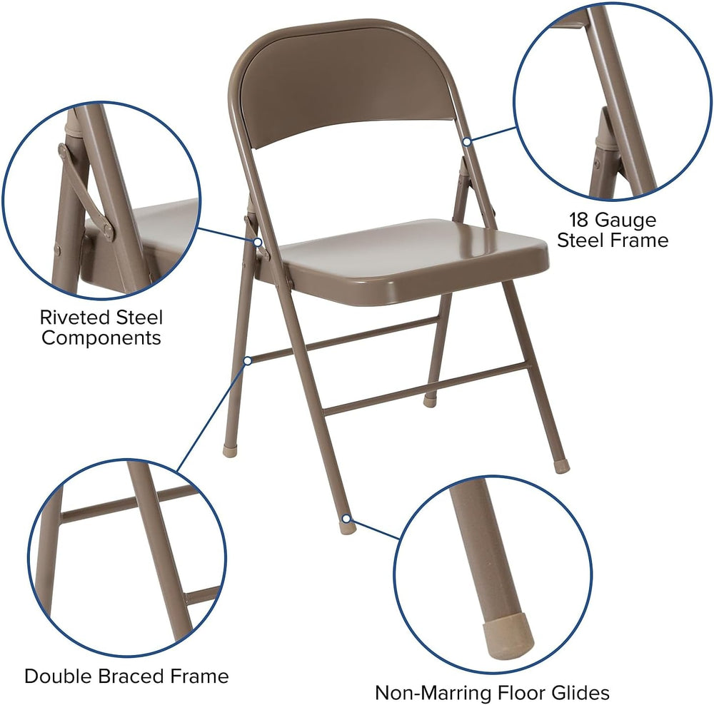 Flash Furniture HERCULES Series Double Braced Beige Metal Folding Chair