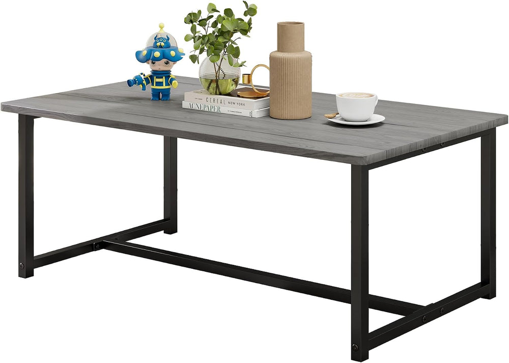 35.4" Rectangular Coffee Table for Living Room, Modern Industrial Style ...