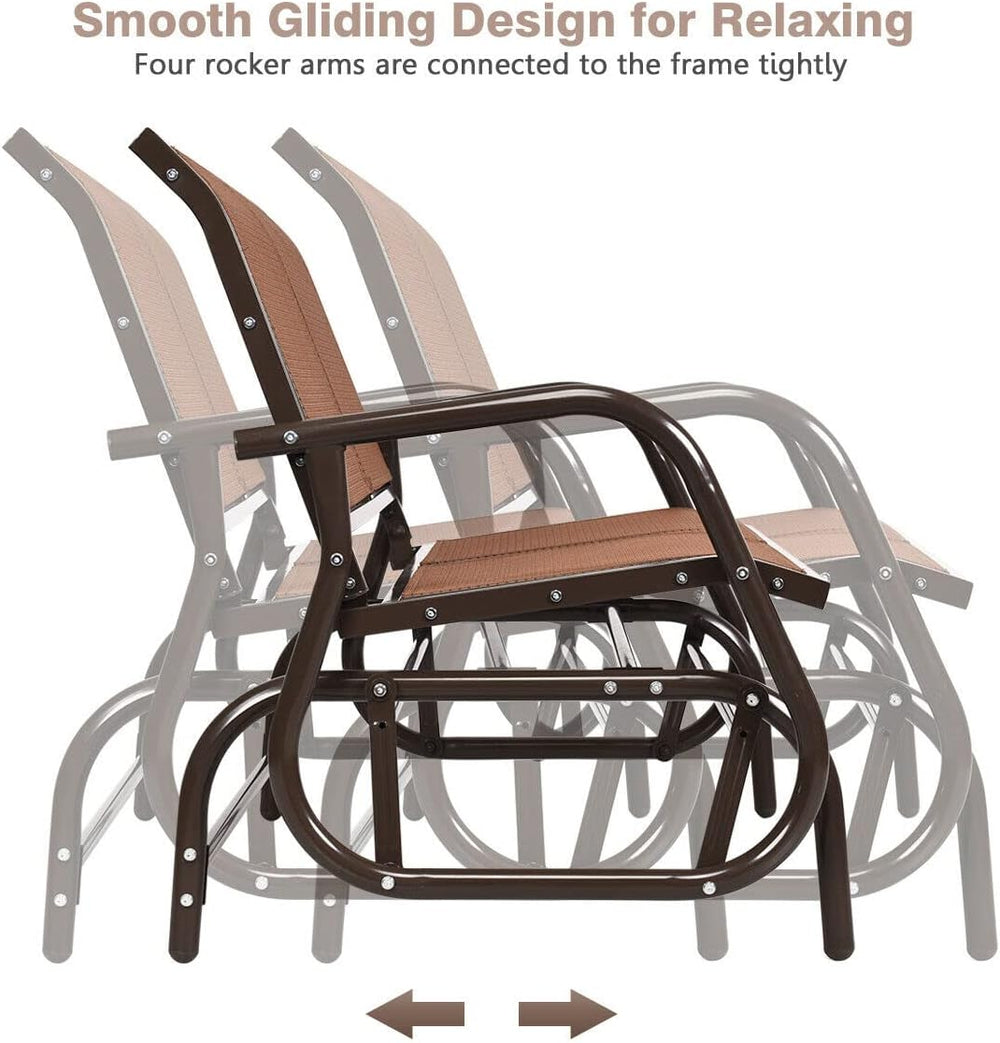 GIANTEX 48 Inch Swing Glider Chair, 2 People Swing Lounge Glider Chair