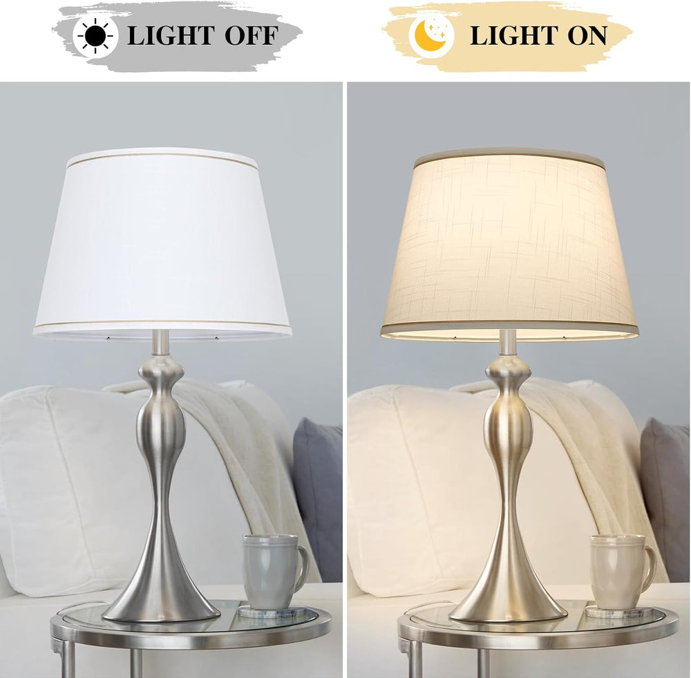 Large White Lamp Shades Set of 2, 12"Top x 16"Bottom x 11"High