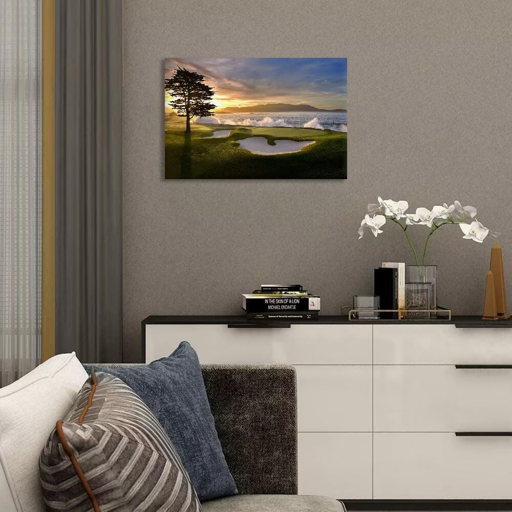 chenchenArt Pebble Beach Golf Course Wall Art Pictures Golf Course Poster Can...