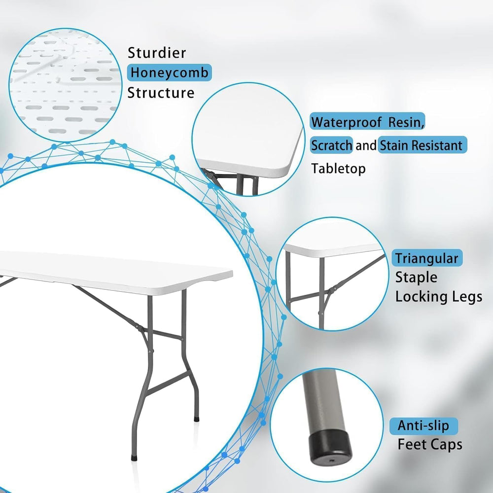 6FT Folding Table, Versatile Foldable Table, Portable