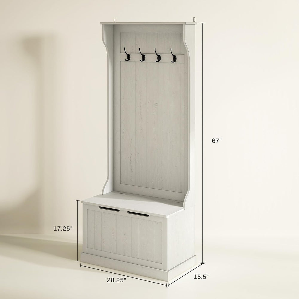 HOMCOM Hall Tree with Shoe Storage, Entryway Coat Rack with Bench, White