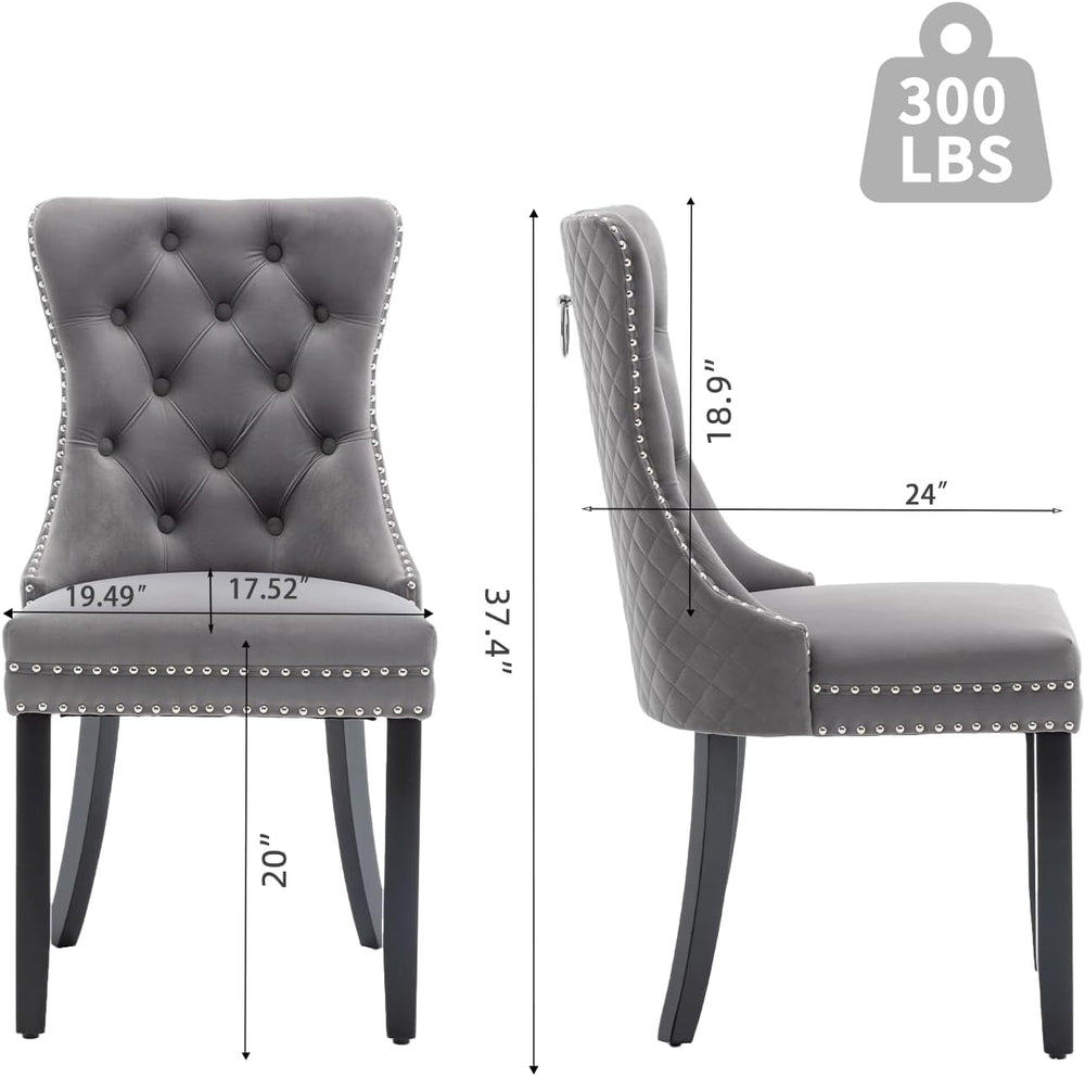 Velvet Dining Chairs Set of 4, Upholstered Dining Room Chairs with Nailhead T...