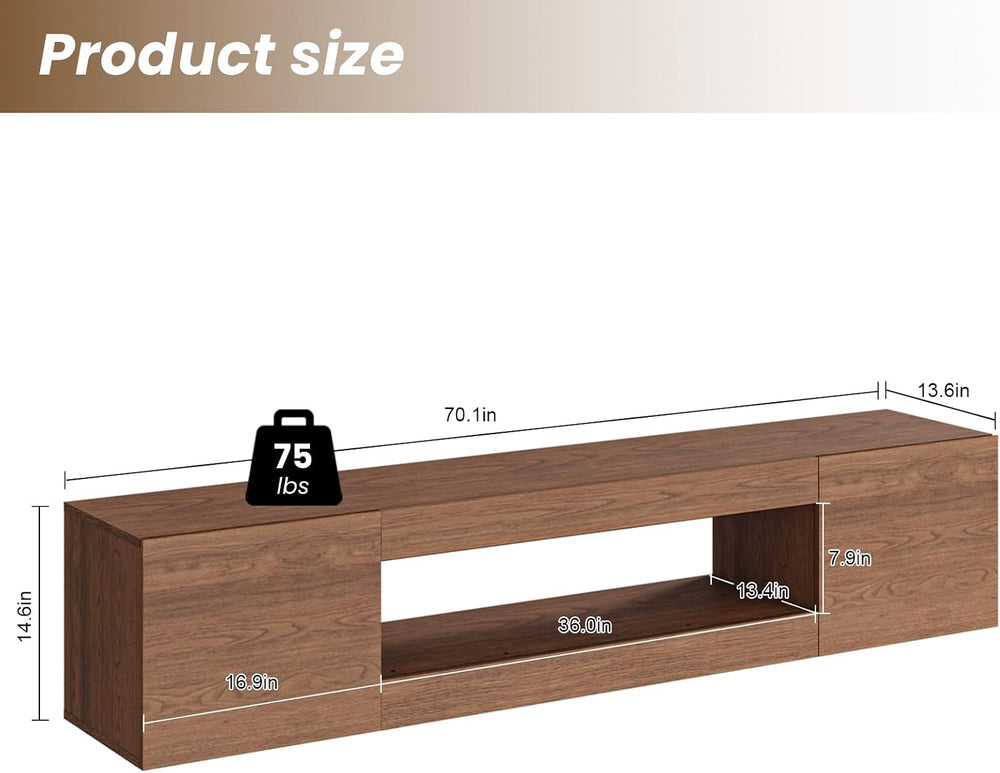 70" Floating TV Stand Wall Mounted with Storage for TVs Up to 81"