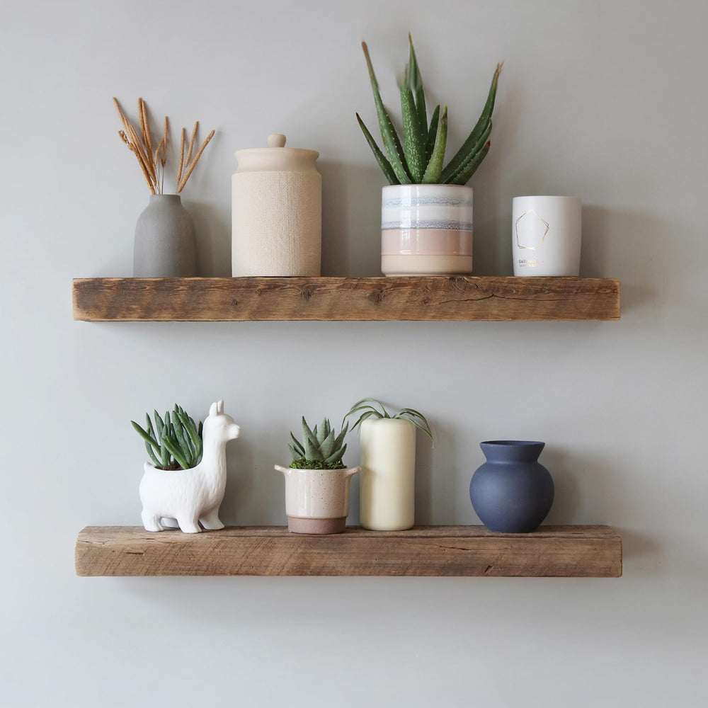 Urban Legacy Reclaimed Barnwood Planks | Floating Shelves for Wall w/Flush Mo...