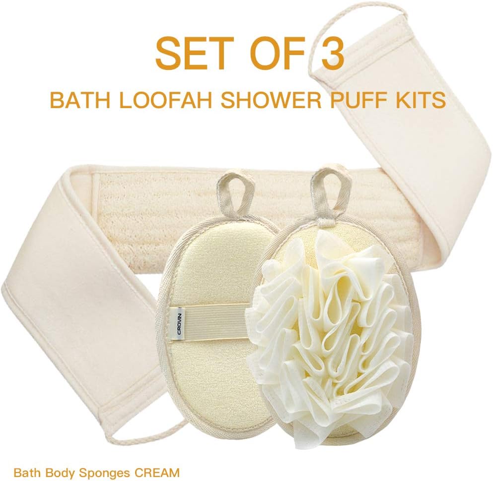 Mesh Pouf Body Sponge Set - Redesign Bath Loofahs Shower Puffs 2 Pack & E...