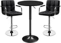 Yaheetech 3-Piece Bar Table and Stools, PU Leather Full Black