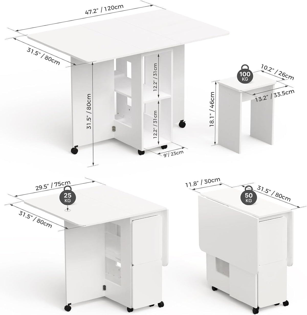 mondeer folding dining table with 4 chairs for shown in use