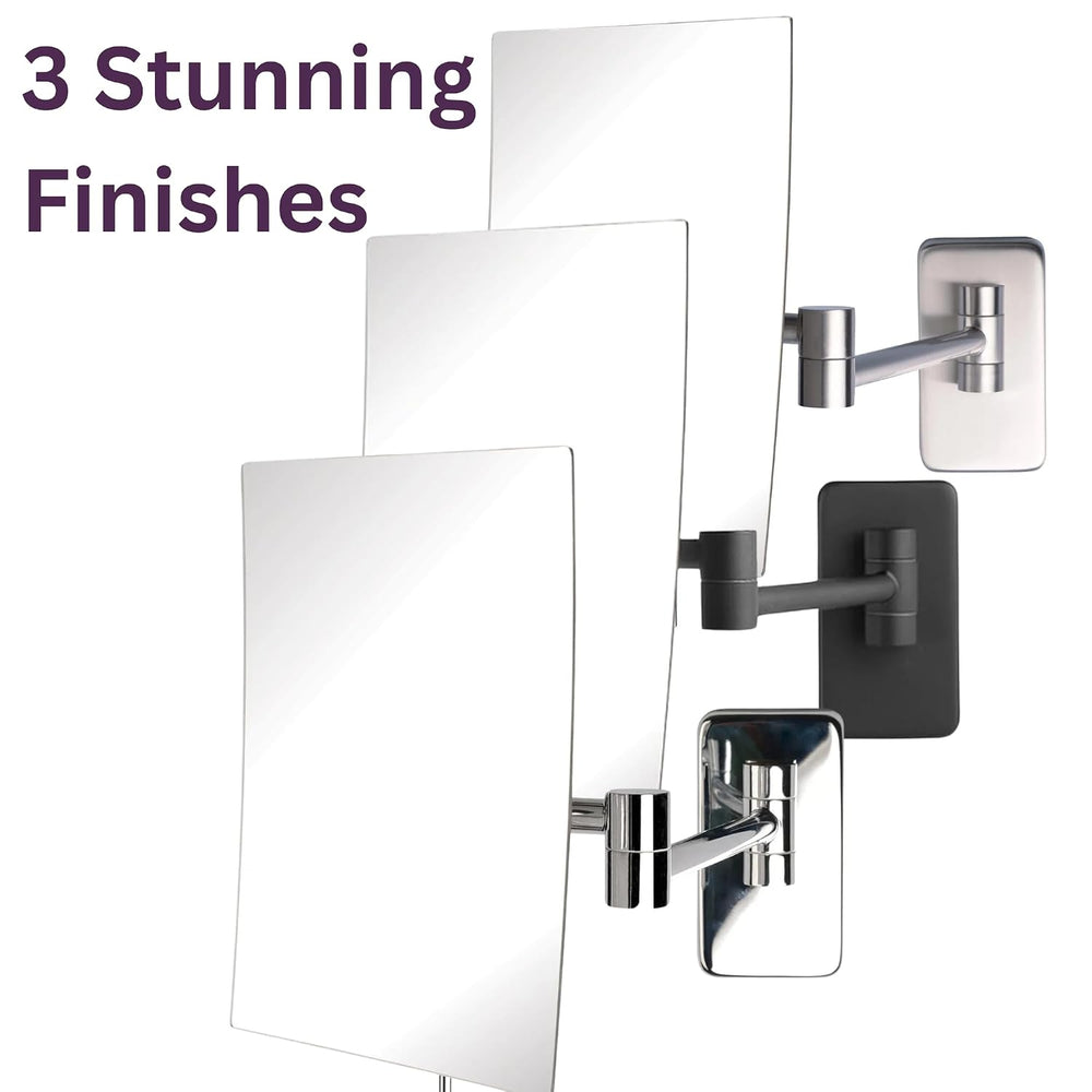 JERDON Wall-Mounted Makeup Mirror - 5X Magnification - Chrome - JRT695C