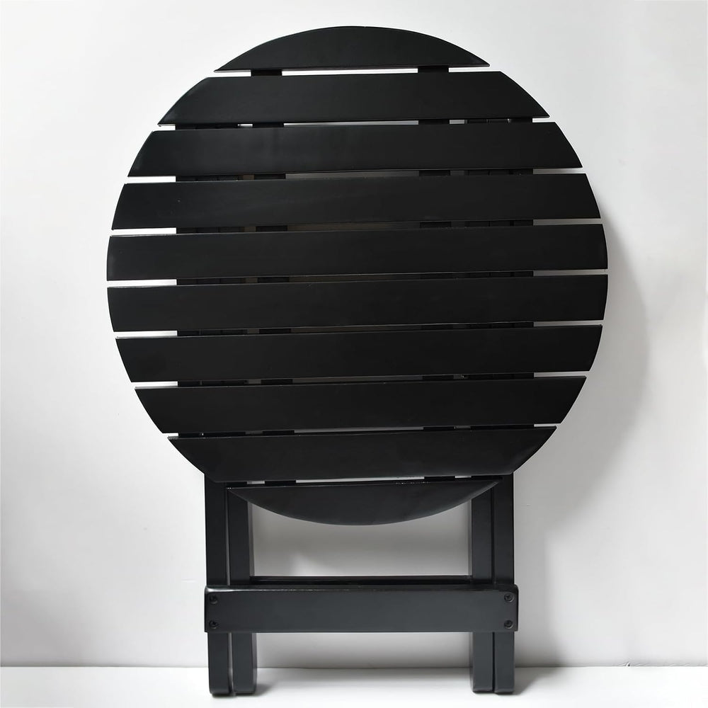 Outdoor Small Table, Round Folding Wooden Patio Side Table Furniture End Tabl...