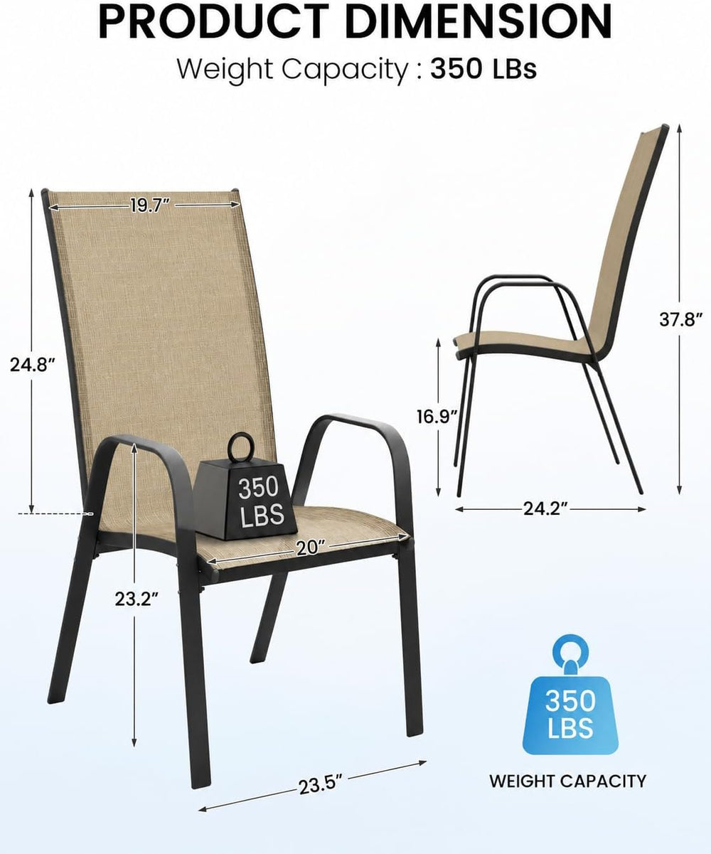 Patio Chairs Set of 4, Outdoor Dining Chairs, Beige