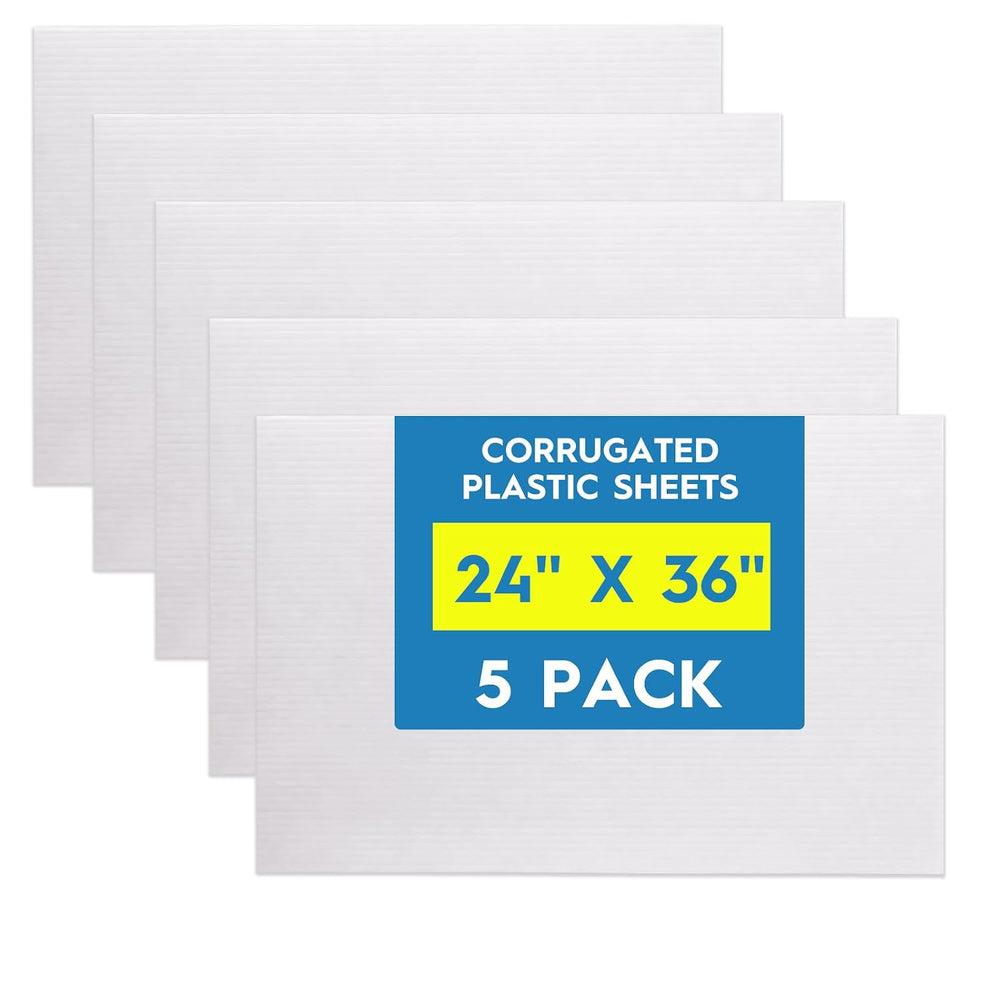 24"X36" Corrugated Plastic Board, 4MM Poster Board, 5-Pack
