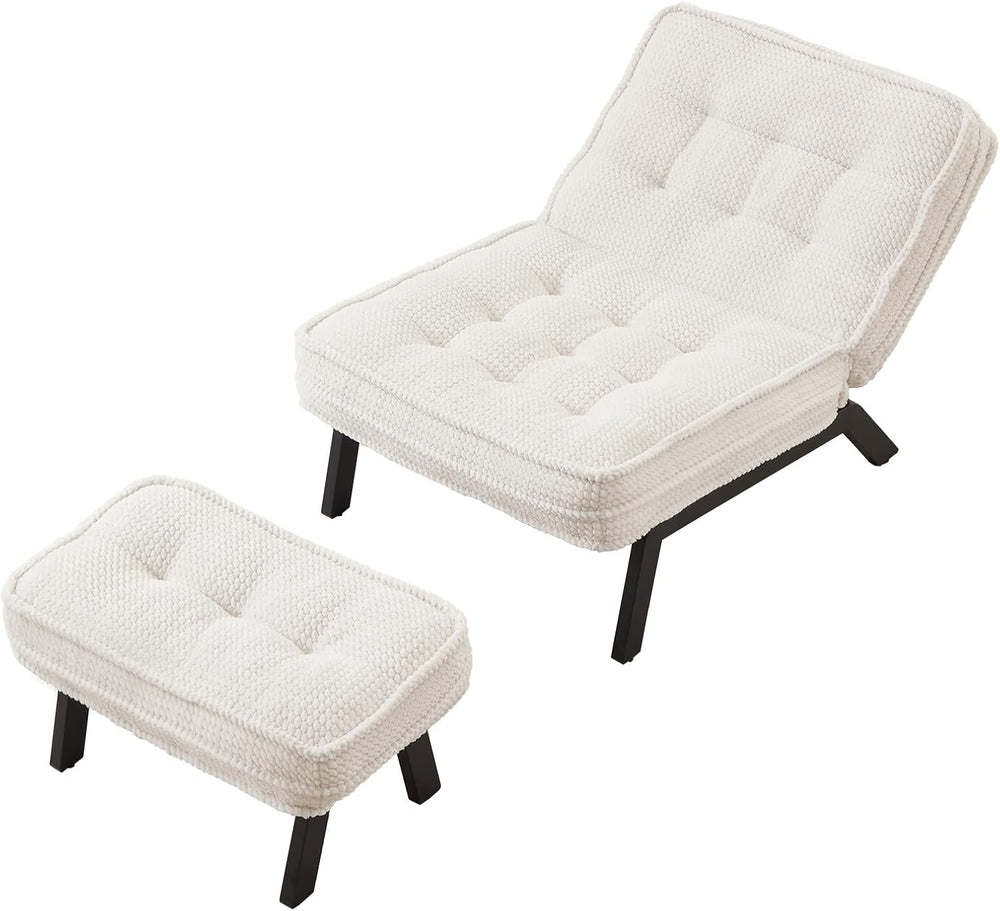 ANJ 3-Position Adjustable Accent Floor Chair with Ottoman, Ergonomic Stable L...