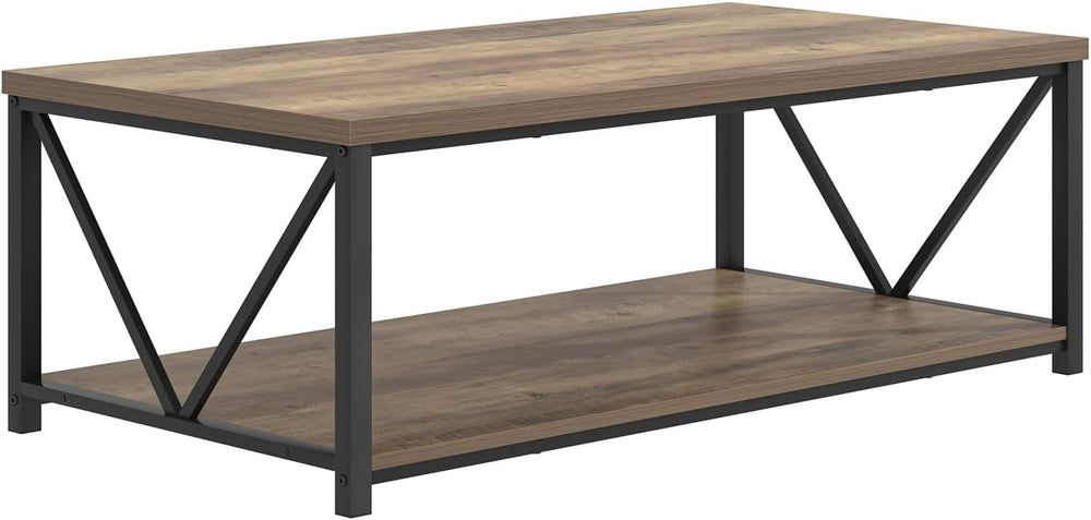FOLUBAN Modern Coffee Table, Living Room Center Table with Storage, Wood and ...