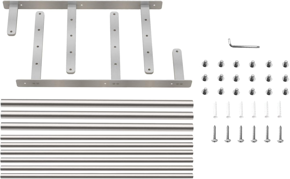 Bethom Bathroom Towel Rack with Bars, 16 Inch Towel Shelf, Brushed Nickel