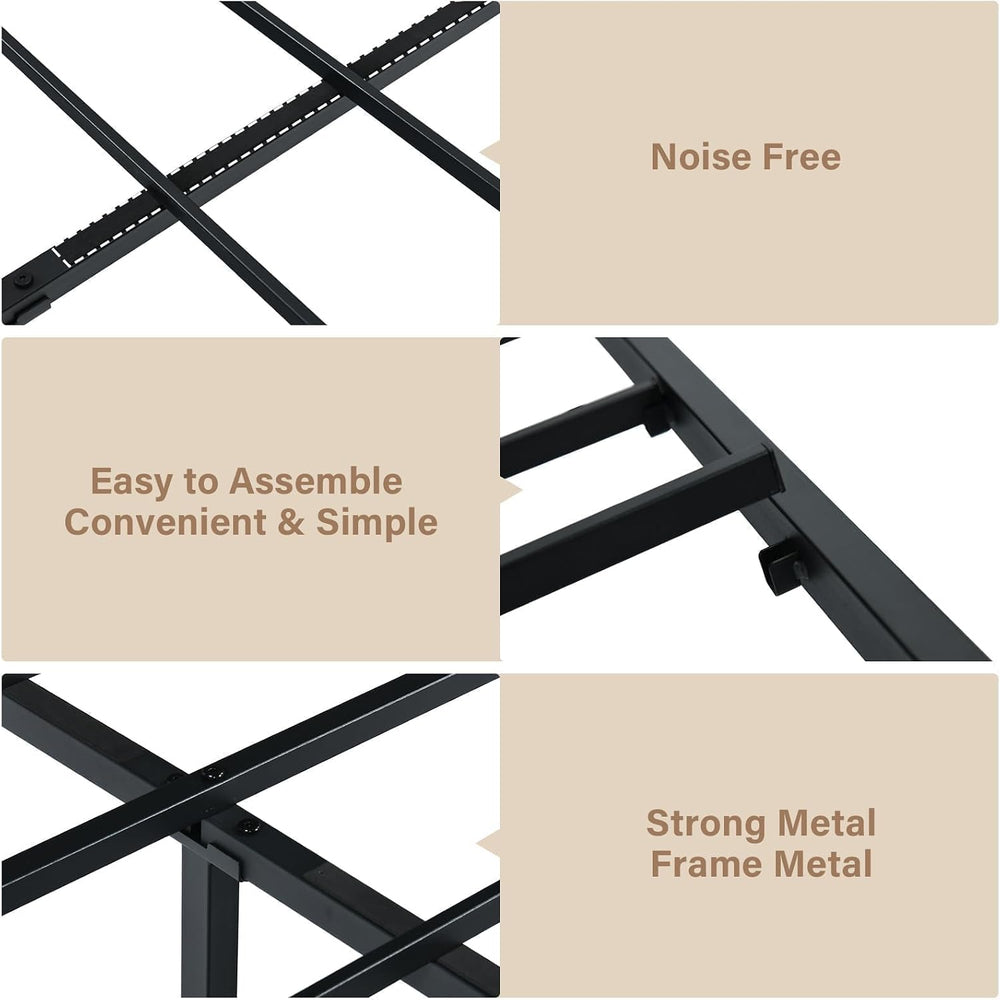 Catrimown Twin Bed Frame with Headboard, Under-Bed Storage, Black