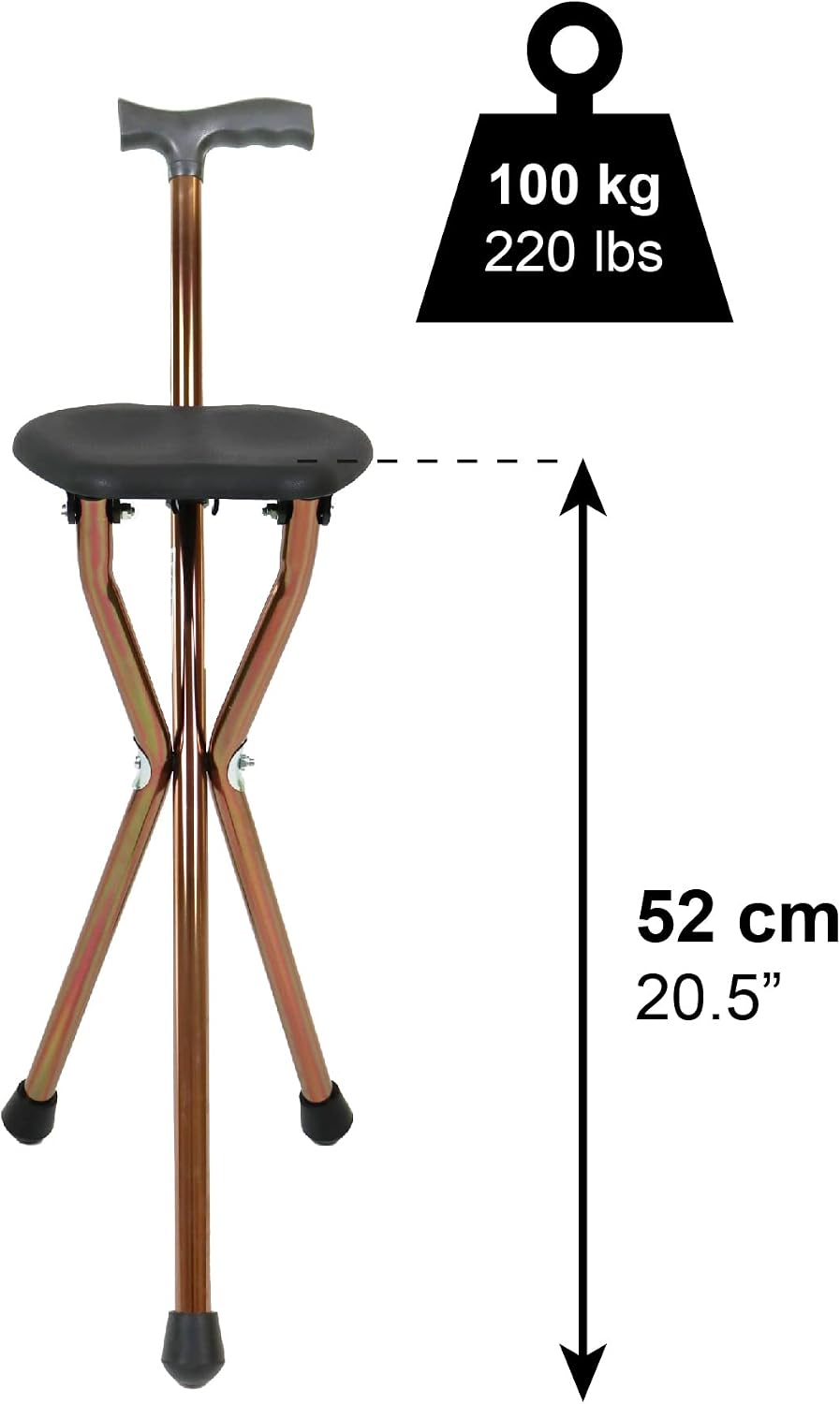 PEPE Mobility Folding Cane with Seat (32.5" Height), Walking Cane with S...