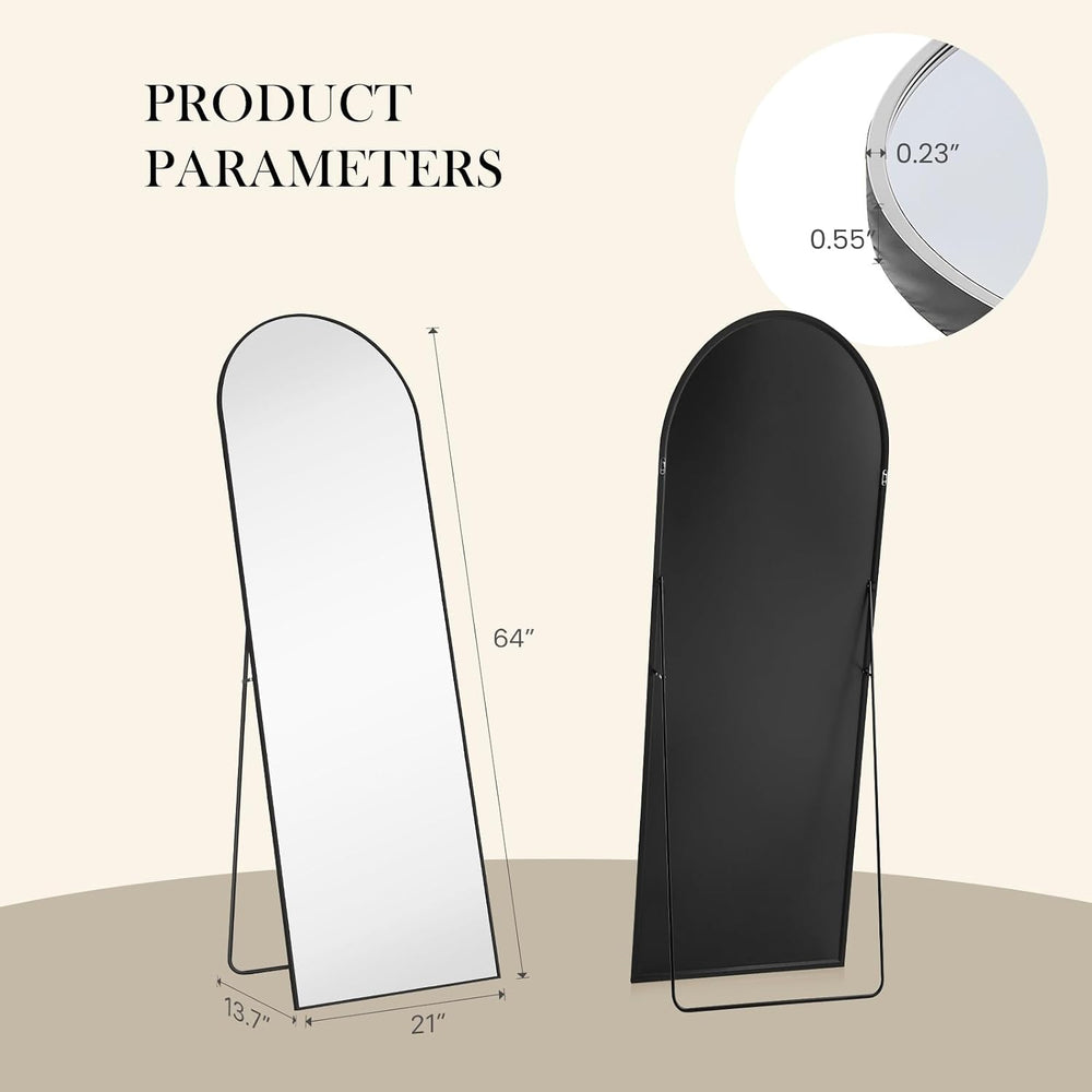 Arched Full Length Floor Mirror, 16"x59" Body Wall Mirror with Stand