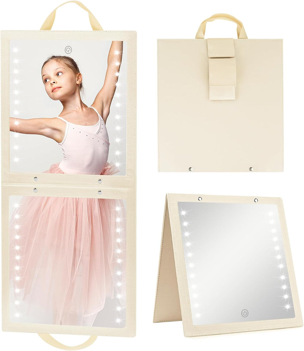 Lighted Hanging Full Length Body Mirror, Portable Dance Mirror, Foldable