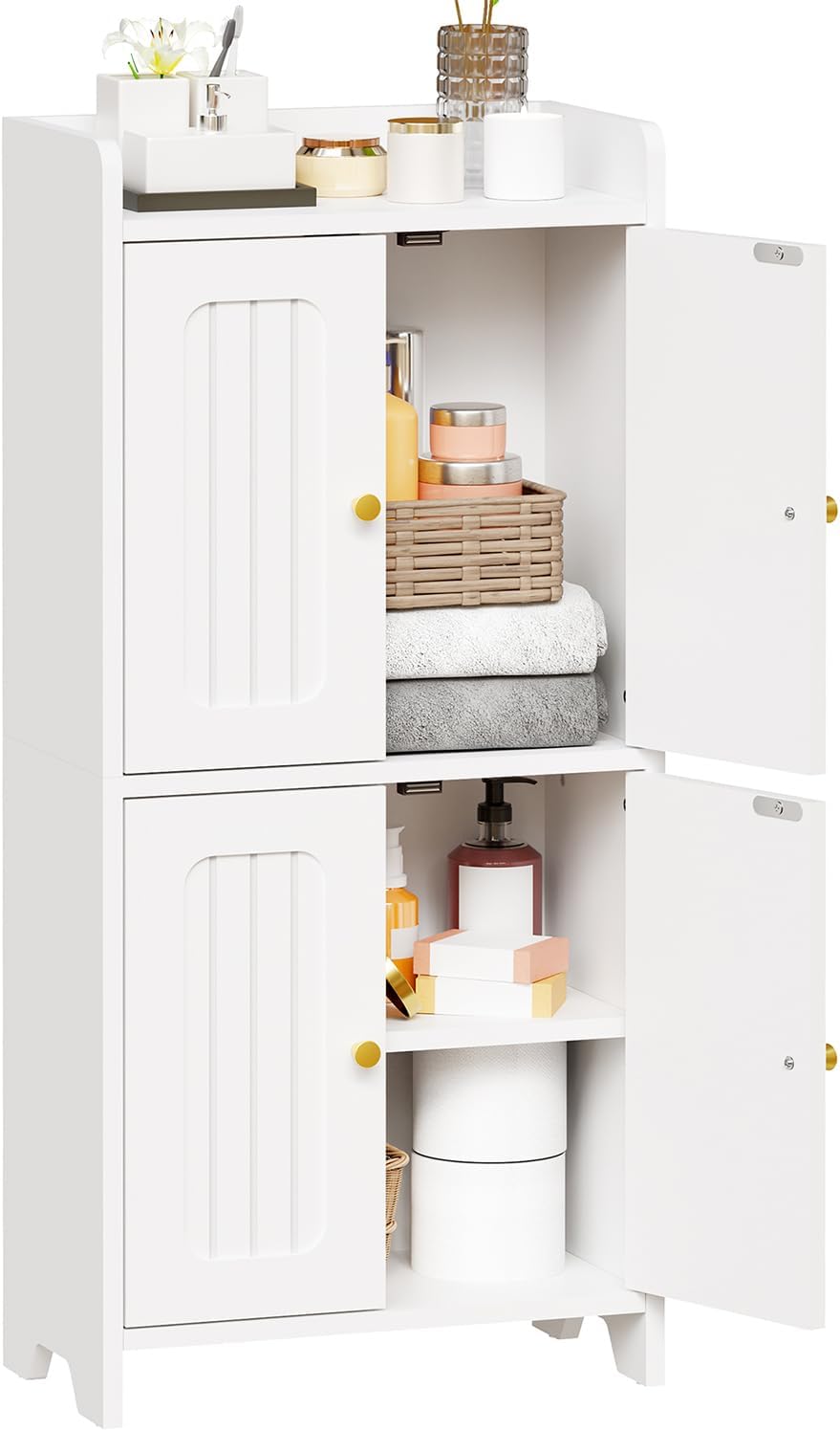 BEWISHOME Small Floor Cabinet,Toilet Paper Storage,Bathroom Storage Cabinet