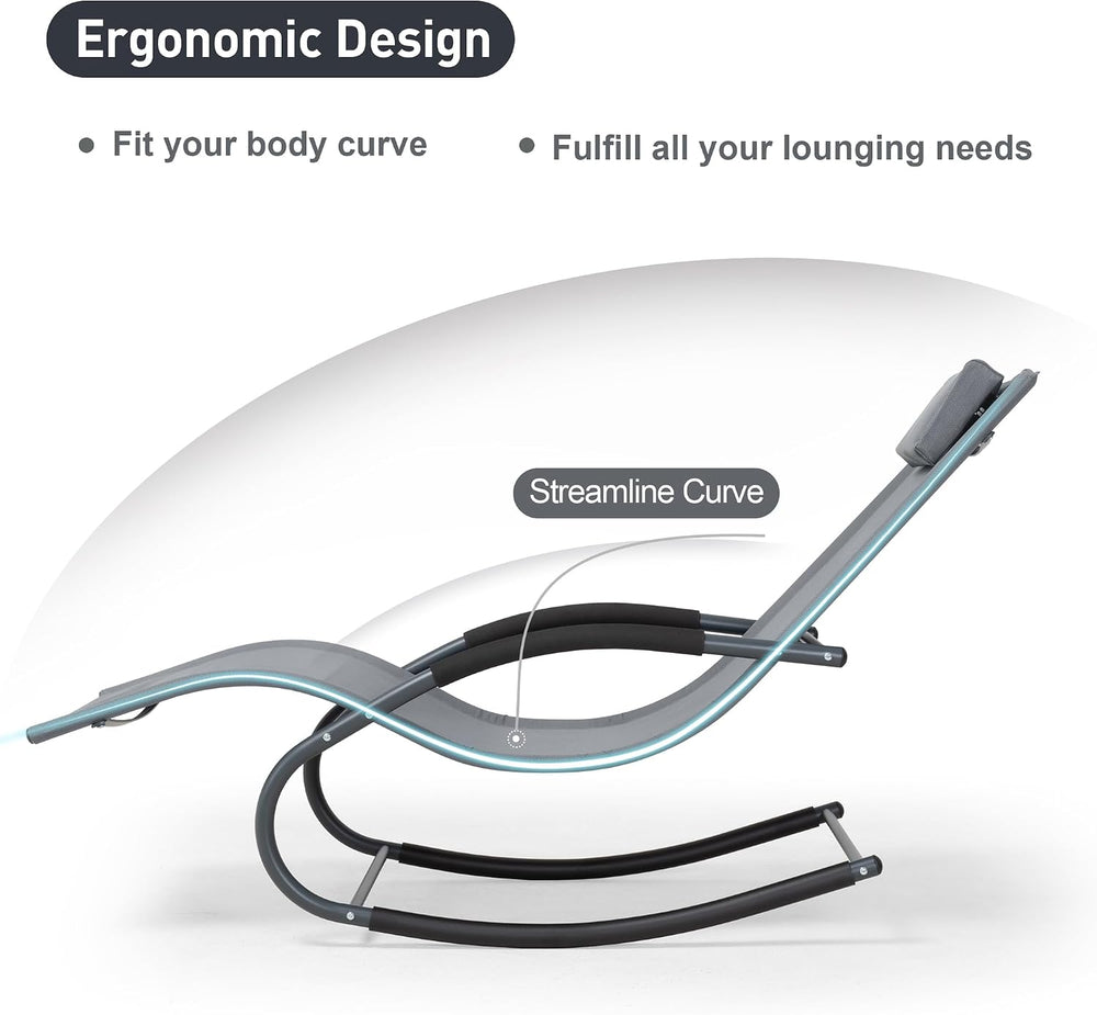Outdoor Lounge Chair with Pillow, Pool Lounger, Grayish Blue